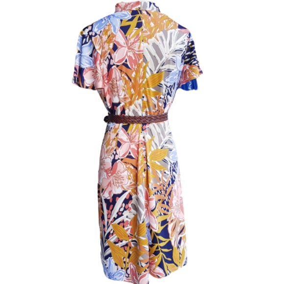 Womens M Nicole Miller Safari Coastal Grandmother Short Sleeve Dress - Picture 6 of 6